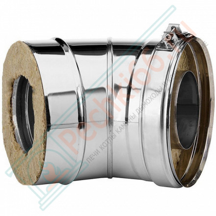 Отвод 45° V50R с изол (AISI-321/0,8-AISI-304/0,5) d-300/400 (Вулкан-Cerablanket)
