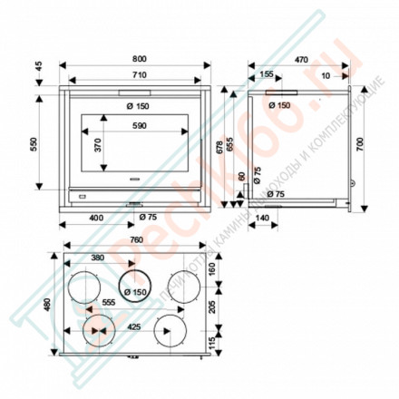 Каминная топка Neo 76 G (Supra) 10 кВт