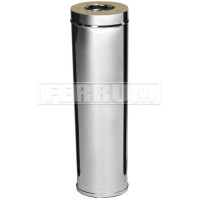 Сэндвич труба для дымохода L=1м (НЕРЖ-430/0,5-ОЦИНК/0,5) d-130/200 (Ferrum GS-Z)