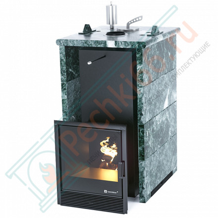 Печь для бани Сочи в трёхстороннем кожухе из змеевика (ИзиСтим)