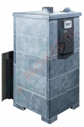 Газовая банная печь № 06-ГТ 60 в облицовке из талькохлорита (Тройка) до 36 м3