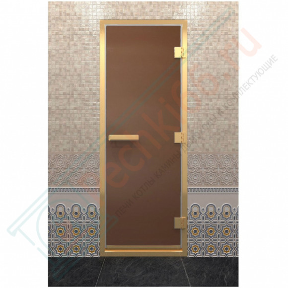 Стеклянная дверь для хамама в золотом профиле, бронза матовая 200х80 (по коробке) (DoorWood) в Нижневартовске