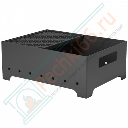 Стальной мангал "Турист 2" с чугунной решеткой "Стейк" (Везувий)