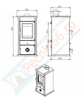 Печь-камин Vesta Thermo Bordo (MBS) 280 м3