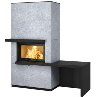 Печь-камин i31T талькомагнезит, скамья и полки черный гранит (Contura)
