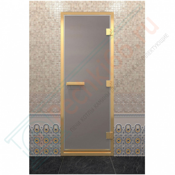 Стеклянная дверь для хамама в золотом профиле, сатин 200х80 (по коробке) (DoorWood) в Нижневартовске