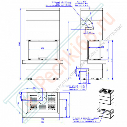 Печь-камин Cara C Akum металл (Romotop)