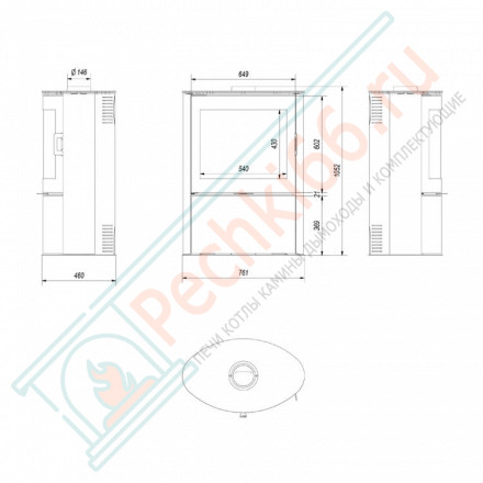 Печь-камин KOZA AB/S/2/KAFEL, крем Kratki)
