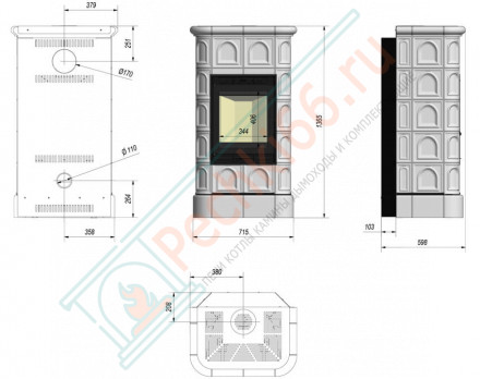 Изразцовая печь-камин Blanka 8, крем (Kratki)