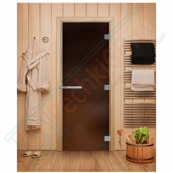 Дверь для бани и сауны Эталон, матовая бронза 10мм, 190х70 см (по коробке) (DoorWood) в Нижневартовске