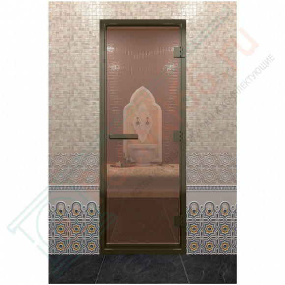 Стеклянная дверь DoorWood «Хамам бронза» в бронзовом профиле 1900х800 (по коробке) в Нижневартовске