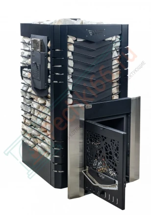 Печь для бани № 06-ГТ 60 на газу с сеткой для камней (усиленная) (Тройка) до 36 м3