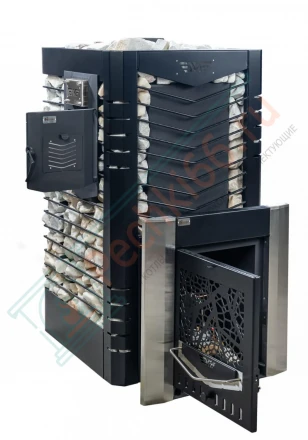 Печь для бани № 06-ГТ 60 на газу с сеткой для камней (усиленная) (Тройка) до 36 м3