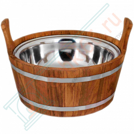 Шайка двуручная 15л. с нержавеющей вставкой, Дуб (Woodson)