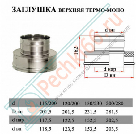 Переход термо-моно (НЕРЖ-321/0,5-НЕРЖ-439/0,5) d-180/260 (Дымок-Lux)
