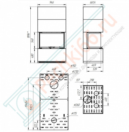 Камин Родос 800 слоновая кость черный шамот (ЭкоКамин)