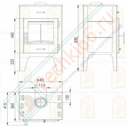 Печь-камин Пехорка-6 (Мета) до 120 м3