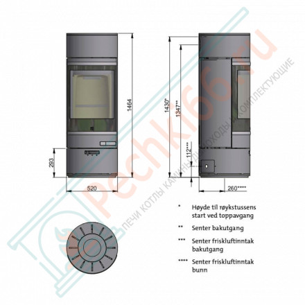 Печь-камин Scan 85-2 Low Top/Low Base, шамотные плиты, BP (Scan)