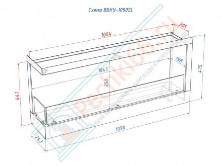 Биокамин 1090 SL левый угол (LuxFire)