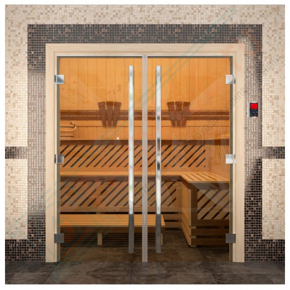 Дверь для бани и сауны Престиж двойная, бронза, 2000х1530 по коробке (DoorWood) в Нижневартовске