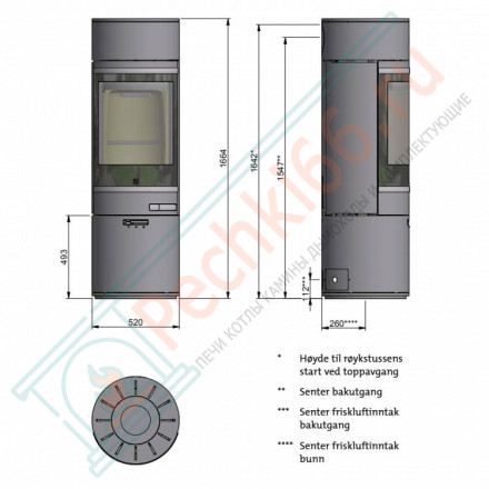 Печь-камин Scan 85-8 Low Top/High Base, шамотные плиты, BP (Scan)