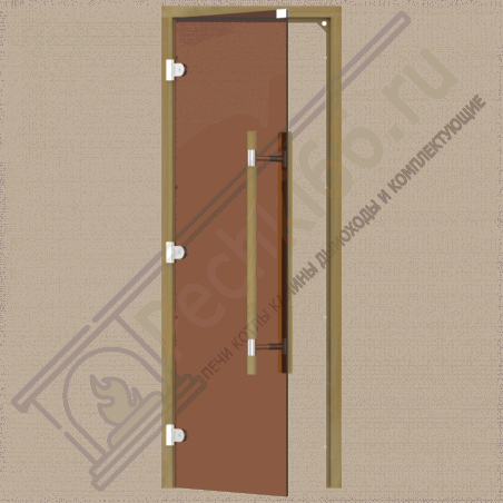 Дверь стеклянная для бани и сауны, бронза, коробка кедр, ручка с металлической вставкой 1900х700 (Sawo) 741-3SGD в Нижневартовске