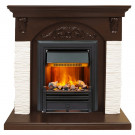 Каминокомплект Bern Сланец мелкий белый / Темный дуб с очагом Brookline Black