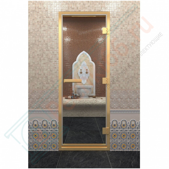 Стеклянная дверь DoorWood «Хамам Прозрачная» в золотом профиле 2000х700 (по коробке) в Нижневартовске