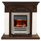 Каминокомплект Bern Сланец мелкий белый / Темный дуб с очагом Chesford
