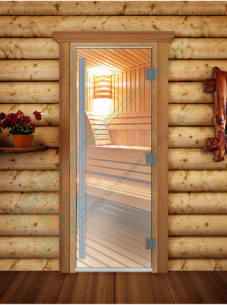 Дверь для бани и сауны Престиж прозрачная, 1900х800 по коробке (DoorWood)