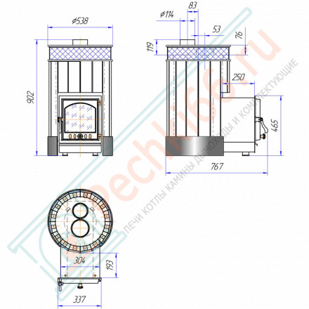Печь для бани Услада Керама, с чугунной дверцей (Жара)