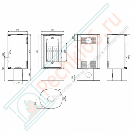 Печь-камин Orbis Top, белая сталь (Defro-Home) 9кВт