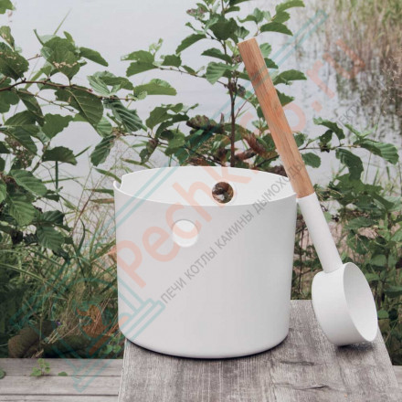 Бадья и черпак Sauna, белый (Kolo)