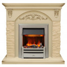 Каминокомплект Bern Сланец крупный бежевый / Алебастр темная патина с очагом Chesford