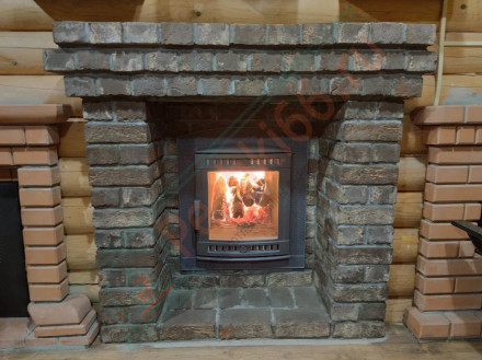 Печь для бани Атмосфера XL+, усиленная каменка, ламели "Окаменевшее дерево" (ProMetall)