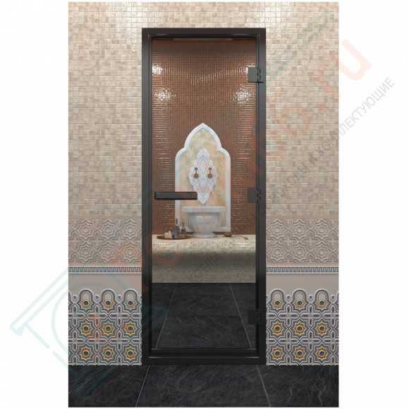 Стеклянная дверь DoorWood «Хамам Прозрачная» в черном профиле 2000х800 (по коробке) в Нижневартовске