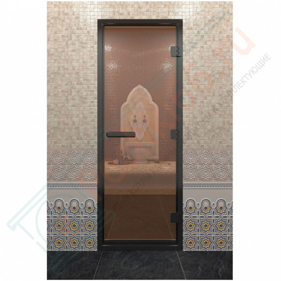 Дверь для хамама в черном профиле, бронза 2000x700 мм (DoorWood) в Нижневартовске