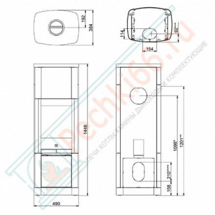 Печь-камин Scan 65-7 HT, стеатит, с верхним выходом (Scan)