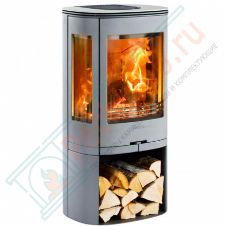 Печь-камин 850:5 Style, верх нержавеющая сталь, шлифовка, цвет серый (Contura)