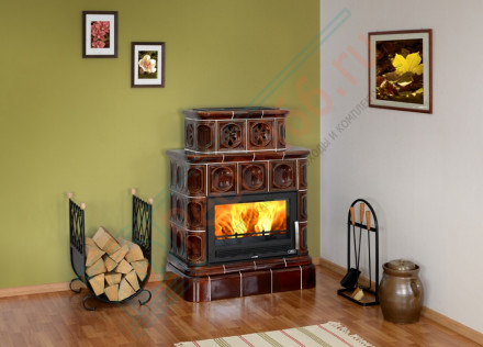 Изразцовая печь Karelie, кафельный цоколь, 5-цветов (ABX)