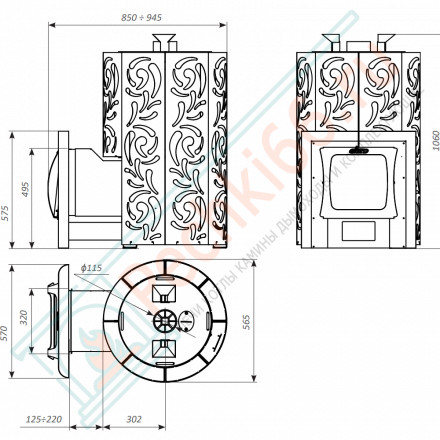 Дровяная банная печь Grill'D Violet World Long Window Max
