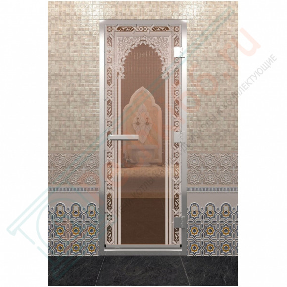 Стеклянная дверь DoorWood «Хамам Восточная Арка Бронза» 2000х800 (по коробке)