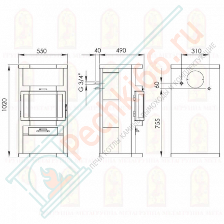 Печь-камин Ангара Аква (Мета-Бел)