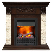 Электрокаминокомплект Luxemburg (каменный) - Сланец/Темный дуб с очагом Danville Black FB2