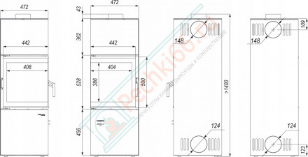 Печь-камин Quadroom, черная сталь (Defro-Home) 9,6кВт
