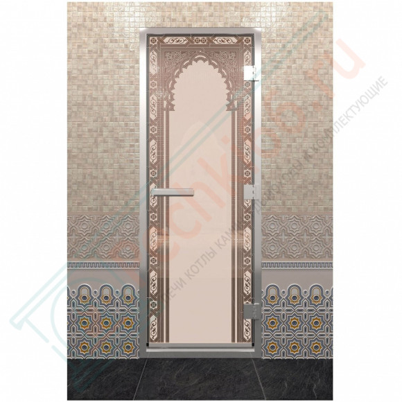 Стеклянная дверь DoorWood «Хамам Восточная Арка Бронза матовая» 190х70 (по коробке) в Нижневартовске