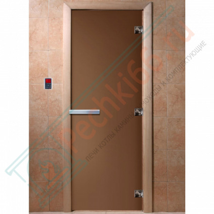 Дверь стеклянная для бани, бронза матовая 1900х700 (DoorWood)