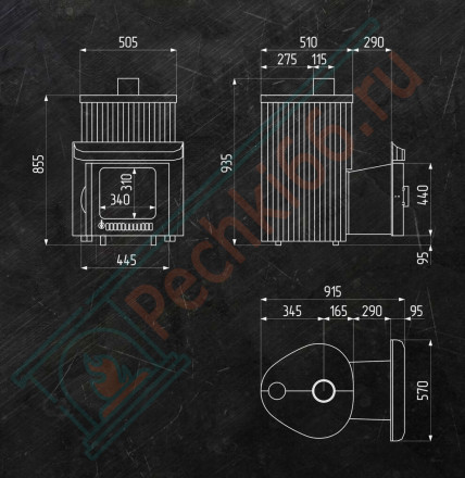 Дровяная банная печь Макси ПФ "Окаменевшее дерево наборный" (Ферингер)