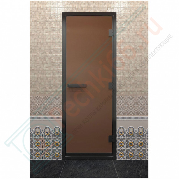 Дверь для хамама в черном профиле, бронза матовая 2000x800 мм (DoorWood) в Нижневартовске