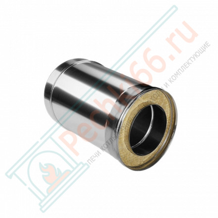 Сэндвич труба для дымохода L=250 (НЕРЖ-321/0,8-НЕРЖ-439/0,5) d-115/200 (Дымок-Lux)